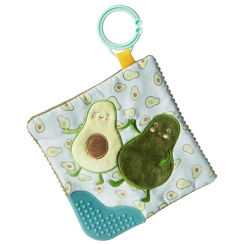 Mary Meyer - Baby, Infant, Toddler - Yummy Avocado Crinkle Teether - Sensory Toy - Crinkle Paper and Squeaker, Stroller and Car Seat Toy - Silicone Teether