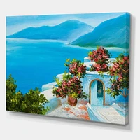 Designart House Near The Sea Colorful Flowers I Canvas Wall Art