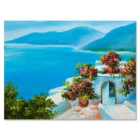 Designart House Near The Sea Colorful Flowers I Canvas Wall Art