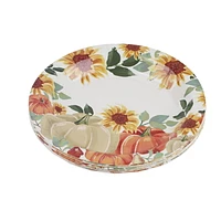 Way to Celebrate! Thanksgiving Sunflowers and Pumpkins Paper Dessert Plates, 7in, 12ct