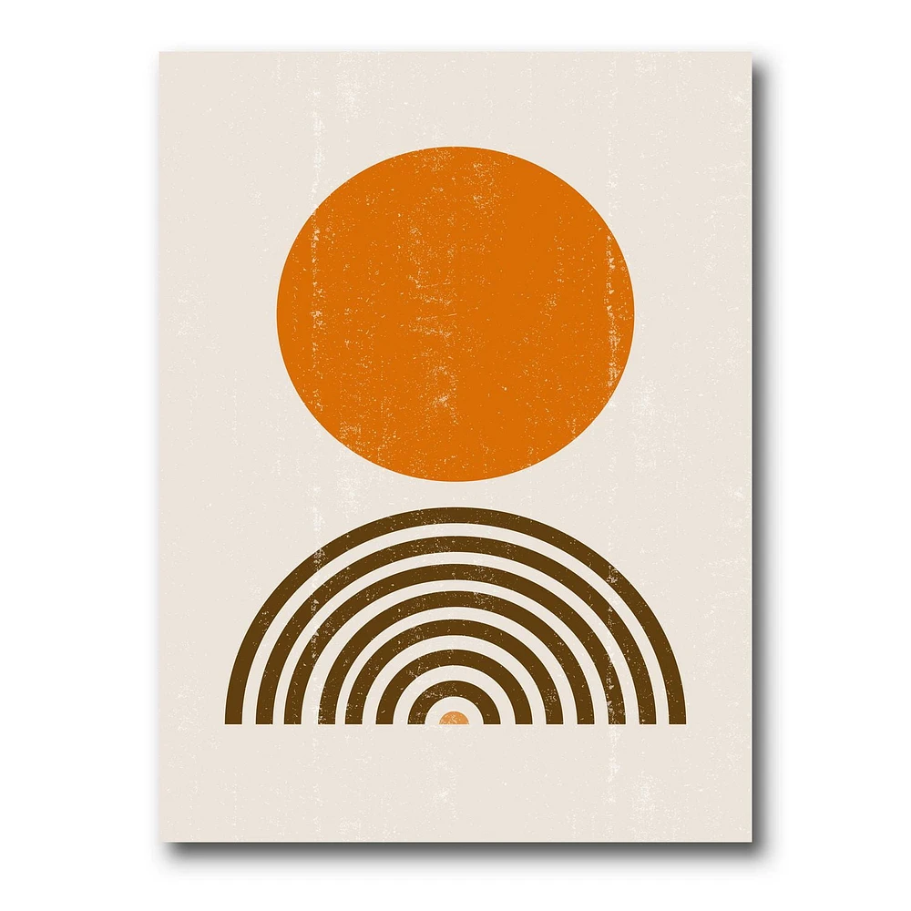 Designart Abstract Minimal Orange Sun and Rainbow I Canvas Wall Art