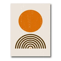 Designart Abstract Minimal Orange Sun and Rainbow I Canvas Wall Art