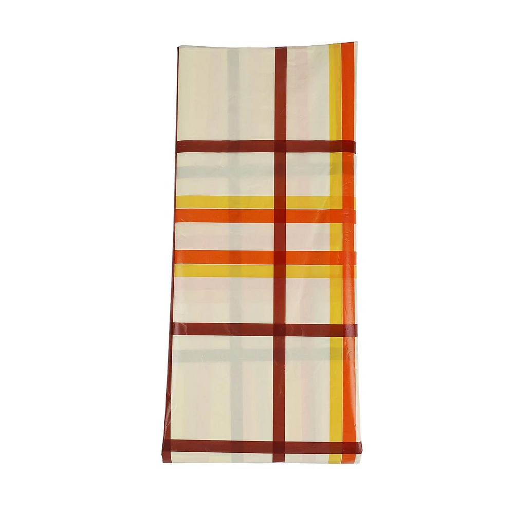  Way to Celebrate! Beige Plaid Plastic Thanksgiving Tablecloth, 108in x 54in