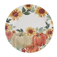 Way to Celebrate! Thanksgiving Sunflowers and Pumpkins Paper Dessert Plates, 7in, 12ct