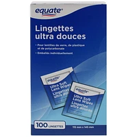 Equate Ultra Soft Lens Wipes, 100 wipes (15 mm x 145 mm each)