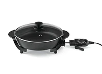 Mainstays 12inch round electric skillet, Black, Adjustable Temperature, 4.2-Quart