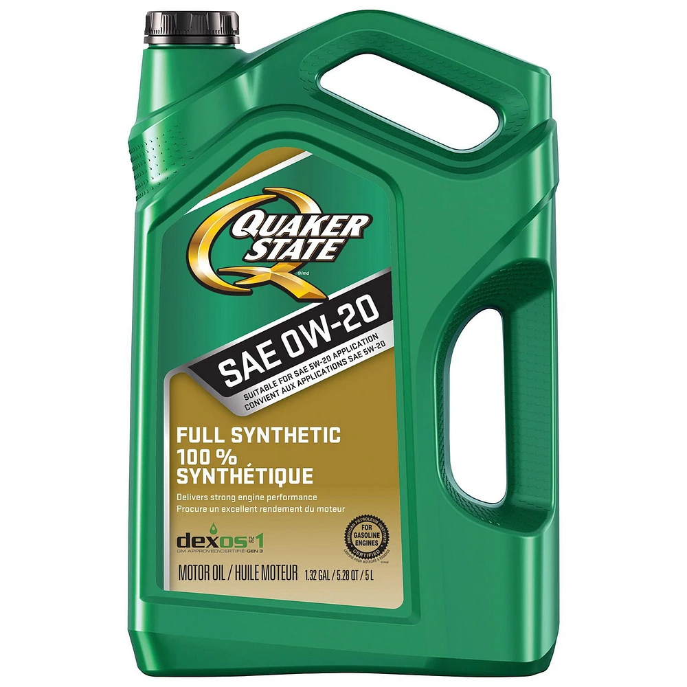 Quaker State Full Synthetic Motor Oil 0W20 jugs 3x5L