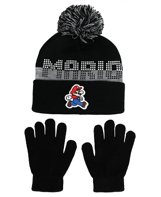 Super Mario Bros  Knit Beanie & Glove Set, MARIO KNIT HAT & GLOVE SET