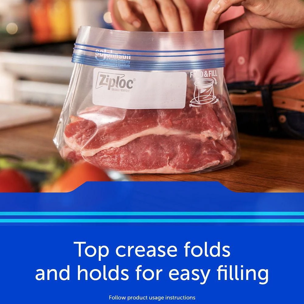 Ziploc® Freezer Bags with Stay Open Technology, Medium, 38 Bags