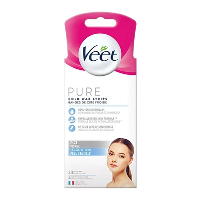 VEET®  Pure Cold Wax Strips for Face 20ct, 20ct