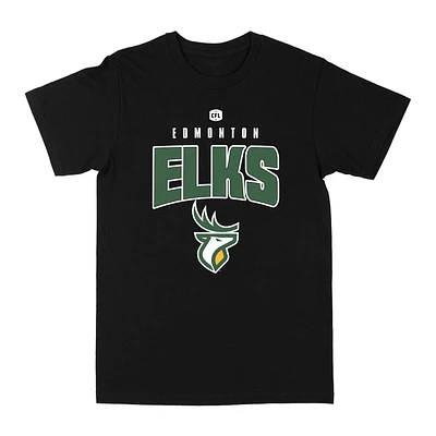 Official Licensed CFL Edmonton Elks Football Arc Logo Black T-Shirt