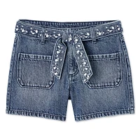 George Girls' Belted Denim Short, Sizes 4-16