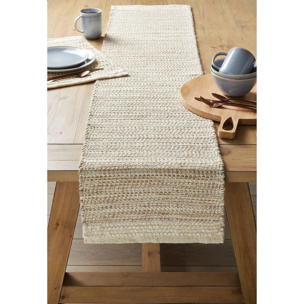 Better Homes & Gardens Jute Chenille Table Runner - 14 x 90" - Natural - 74% Jute, 23% Rayon, 3% Other Fiber, JUTE CHENILL RUNNER, 14X90