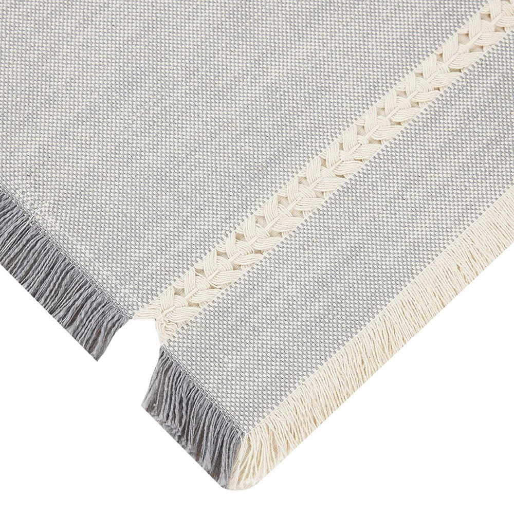 Better Homes & Gardens Gray Fringe Table Runner - 14 x 90" - Gray - 100% Cotton, 100% COTTON, 14"X90"