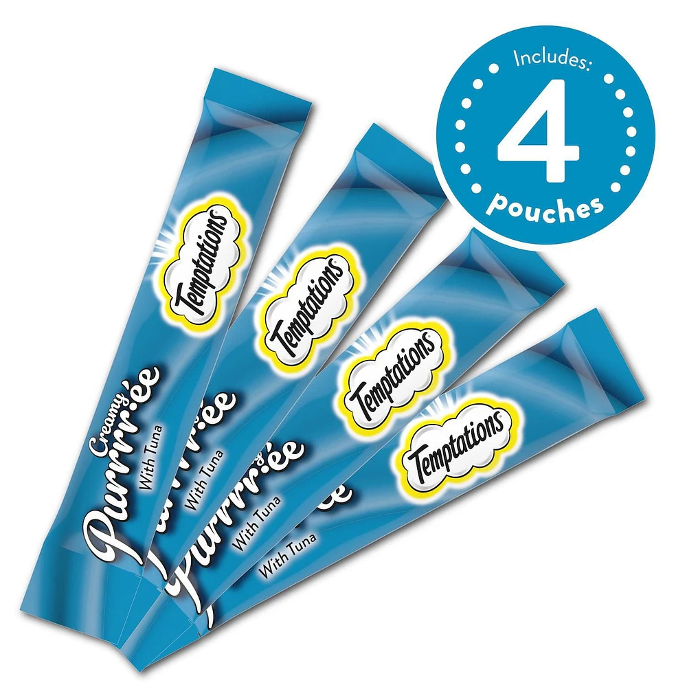 Temptations Creamy Puree Tuna Lickable Adult Cat Treats, 4x12g