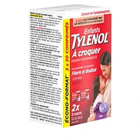 Tylenol Children's Medicine for Fever & Pain, Grape Chewables, Value Pack, 2 x 20 Count