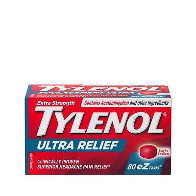 Tylenol Ultra douleur migraine, comp. FaciliT, 500 mg d'acétaminophène Plus 65 mg de caféine 80 unités