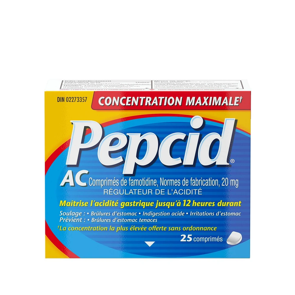 Pepcid Maximum Strength AC Tablets, Acid Reducer for Heartburn, 25 Count