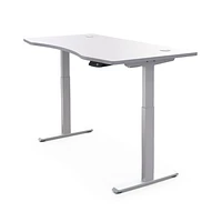 Hi5 Ez Electric Height Adjustable Standing Desk with ergonomic contoured Tabletop (59"x 31.5"/ 150 x 80cm) and dual motor lift system for Home Office Workstation (White Top/White Frame)