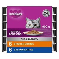 Whiskas Perfect Portions Chicken & Salmon Selections Cuts in Gravy Wet Cat Food, 12x75g