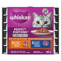 Whiskas Perfect Portions Chicken & Salmon Selections Cuts in Gravy Wet Cat Food, 12x75g