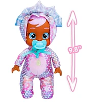 Cry Babies Tiny Cuddles Dinos Phoebe- 9" Baby Dolls, Cries Real Tears, Dinosaur Metallic Themed Pajamas