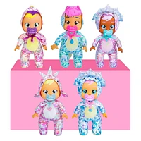 Cry Babies Tiny Cuddles Dinos Phoebe- 9" Baby Dolls, Cries Real Tears, Dinosaur Metallic Themed Pajamas