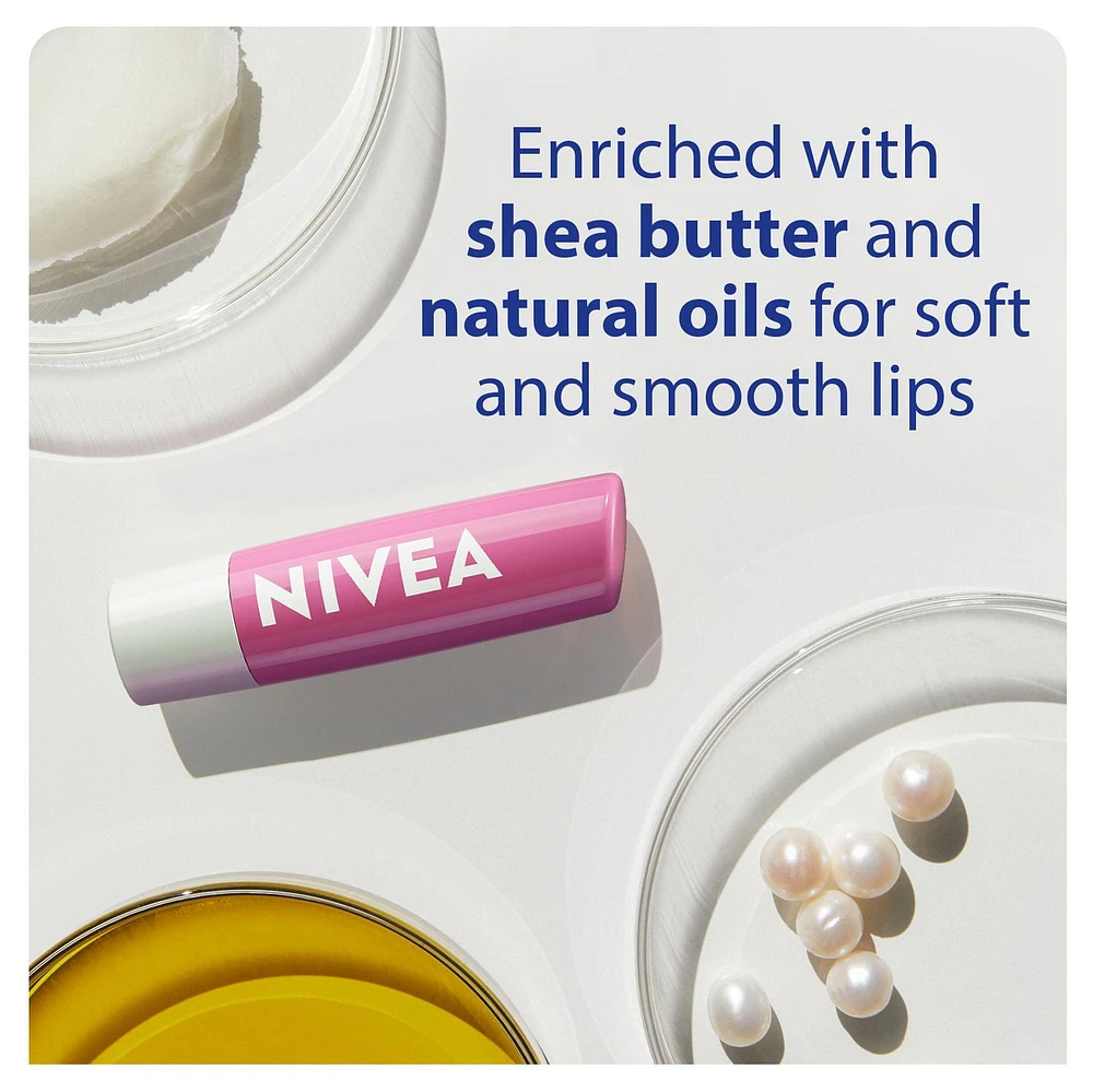 NIVEA Pearly Shine 24H Moisture Lip Balm Sticks, Duo Pack, 2 x 4.8g