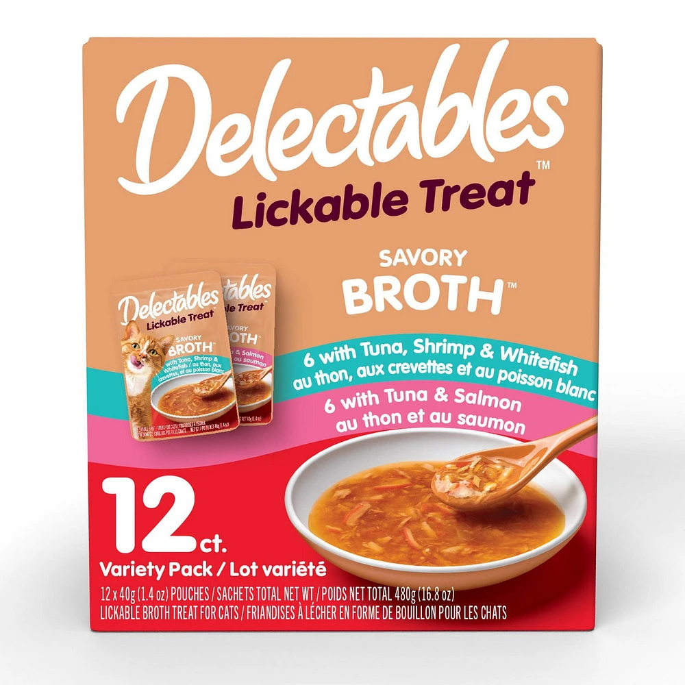 Delectables™ Lickable Treat Broth Variety Pack for Cats, 12x40g (12pk)