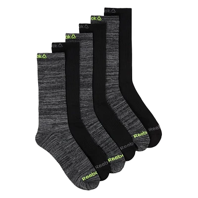 Reebok 6PK CREW SOCK, Size 6-12.5