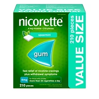 Nicorette Gum, Nicotine 4mg, Spearmint Flavour, Quit Smoking Aid and Smoking Cessation Aid, 210 Pieces