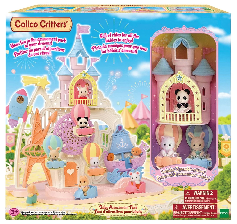 Calico Critters Baby Amusement Park, Dollhouse Playset with 3 Collectible Doll Figures