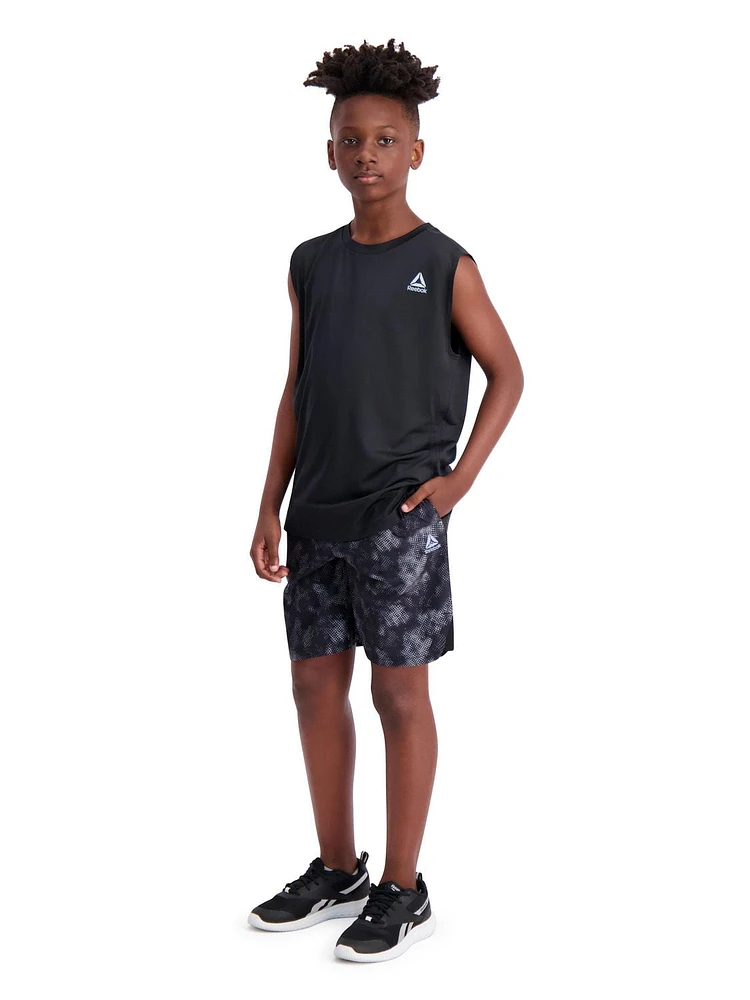 Short d'entraînement Reebok Pace Breaker pour garçon avec poches, entrejambe de 18 cm