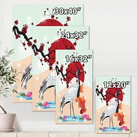 Designart Crane Bird and Koi Fish Canvas Wall Art