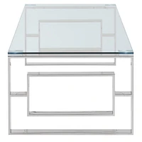 Contemporary Stainless Steel & Glass Coffee Table in Silver