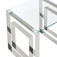 Contemporary Stainless Steel & Glass Coffee Table in Silver