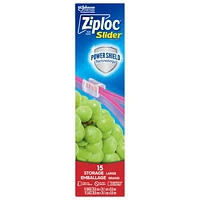 Ziploc® Slider Storage Bags with Power Seal Technology, Large, 15 Bags