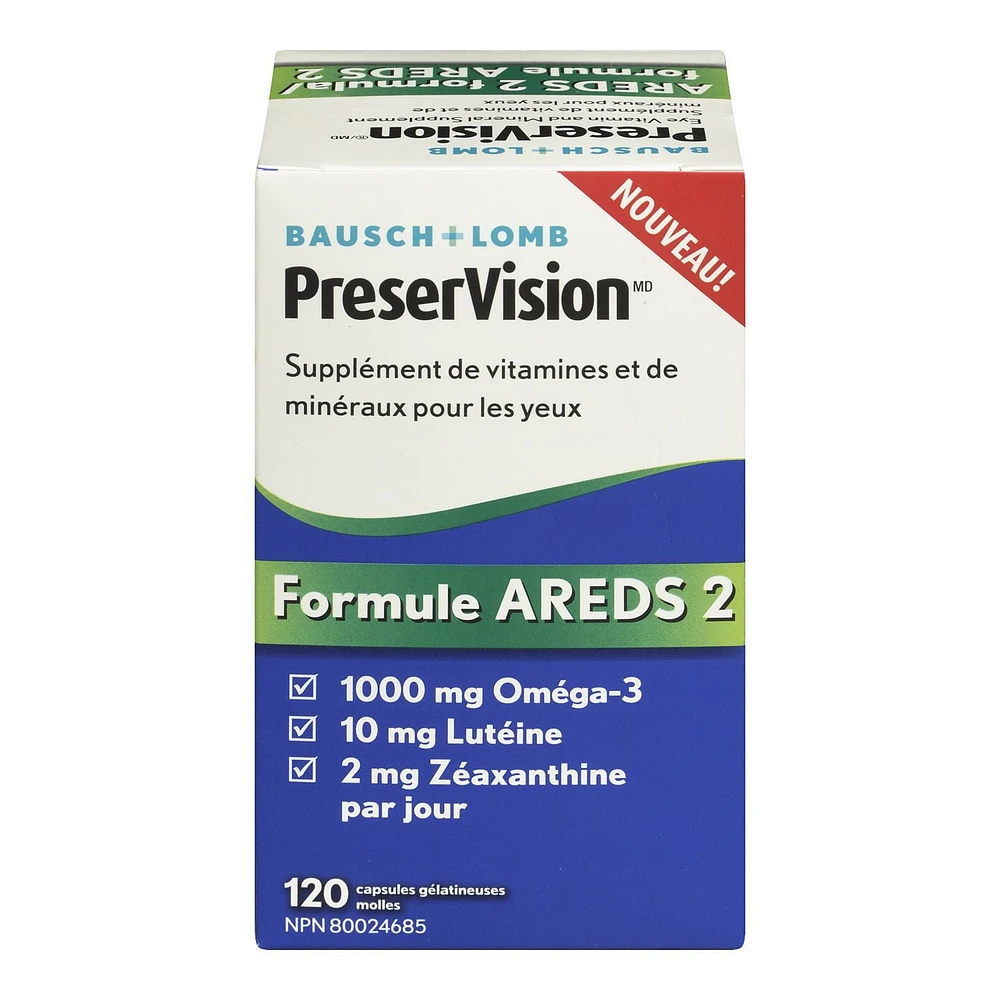 Bausch + Lomb PreserVision® Eye Vitamin and Mineral Supplement Omega-3 formula - 120 soft gel capsules