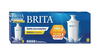 Brita Water Filter Pitcher Advanced Replacement Filter, 5 Count +1 Bonus