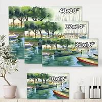 Designart Boats In Green Spring Canvas Wall Art