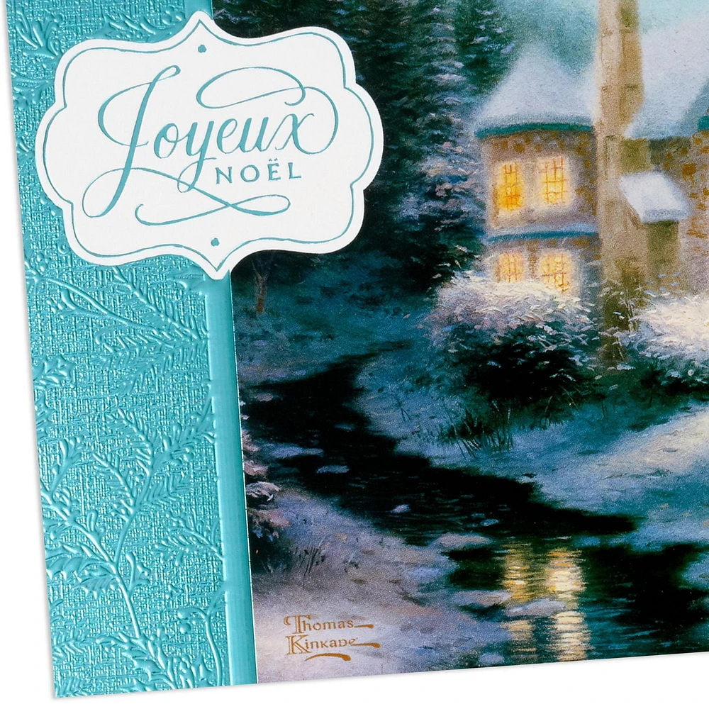 Connections from Hallmark Thomas Kinkade Moonlight Sleigh Ride French-Language Boxed Christmas Cards, Pack of 20