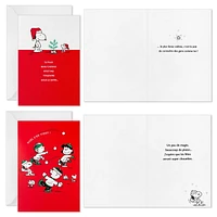 Connections from Hallmark Peanuts Gang French-Language Boxed Christmas Cards Assortment, Pack of 36