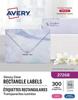 Avery® Rectangle Clear Labels with Easy Peel®, ⅔" x 1¾", Permanent Adhesive, for Laser/Inkjet Printers, 2/3" X 1-3/4"