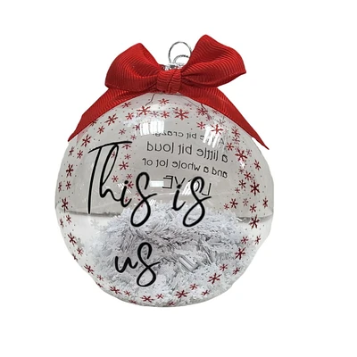 "This Is Us" White Christmas Collectible Glass Ball Ornament, 4", Holiday Time