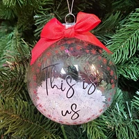 "This Is Us" White Christmas Collectible Glass Ball Ornament, 4", Holiday Time