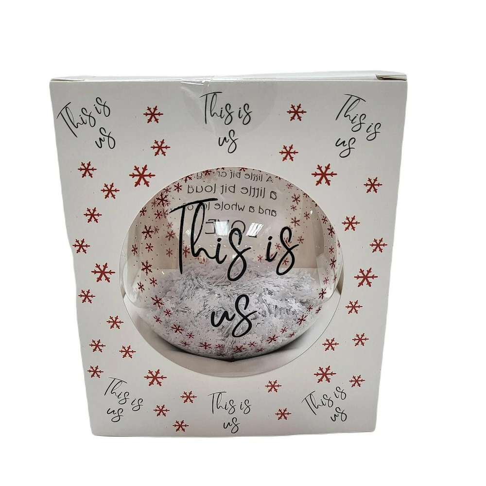 "This Is Us" White Christmas Collectible Glass Ball Ornament, 4", Holiday Time