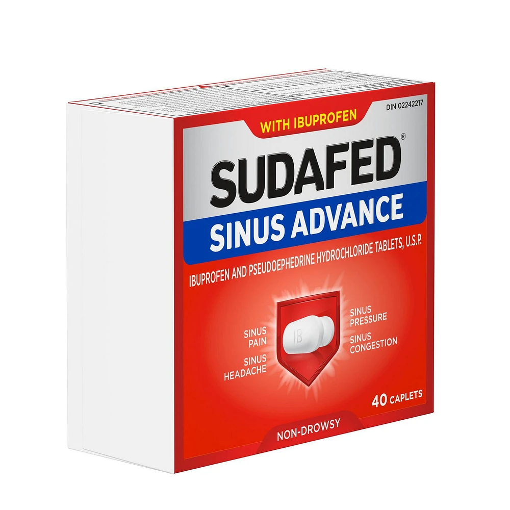 Sudafed Sinus Advance Caplets,  Relieves Sinus Congestion & other Sinus symptoms, 40 Count