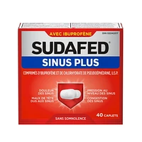 Sudafed Sinus Advance Caplets,  Relieves Sinus Congestion & other Sinus symptoms, 40 Count