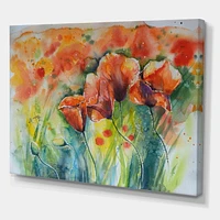 Designart Red Blossoming Poppies V Canvas Wall Art