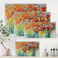 Designart Red Blossoming Poppies V Canvas Wall Art